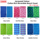 NNEDSZ Jacquard Velour Reversible Beach Towel Hot Pink Stars