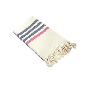 NNEDSZ Fringe Turkish Towel Wide Stripes Navy Pink