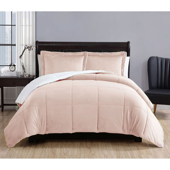 NNEDSZ 3 Piece Micro Mink Comforter Set Apricot Queen