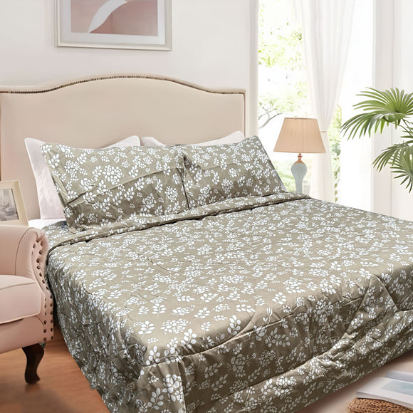 NNEDSZ Hotel Living 3 Pce Light Weight Comforter Set Queen/King Corbett Floral Outlines
