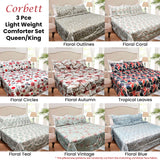 NNEDSZ Hotel Living 3 Pce Light Weight Comforter Set Queen/King Corbett Floral Outlines