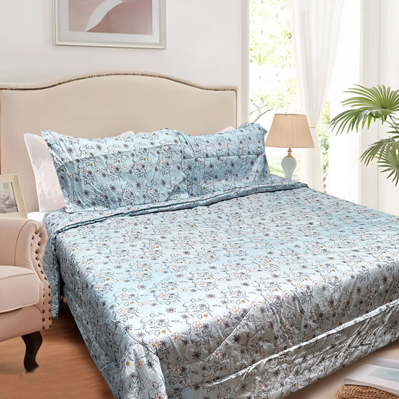 NNEDSZ Hotel Living 3 Pce Light Weight Comforter Set Queen/King Corbett Floral Blue