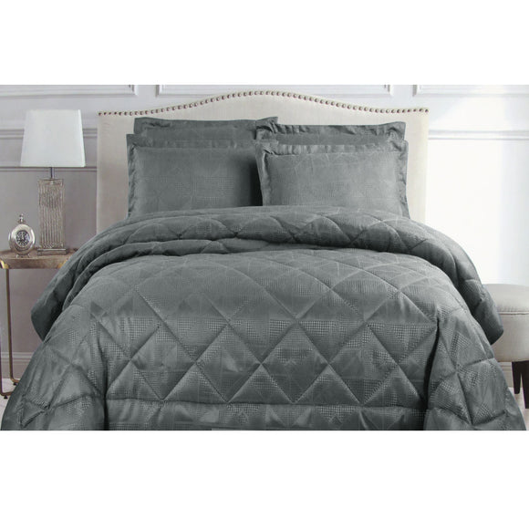 NNEDSZ Hotel Living Eli Jacquard Comforter Set Queen Charcoal