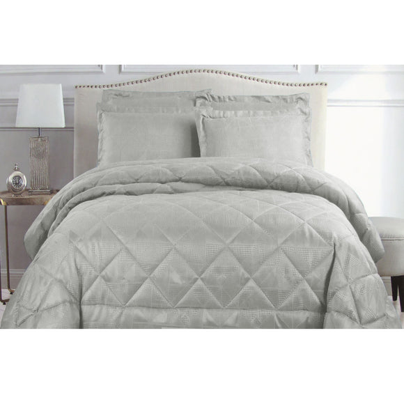 NNEDSZ Hotel Living Eli Jacquard Comforter Set King Silver