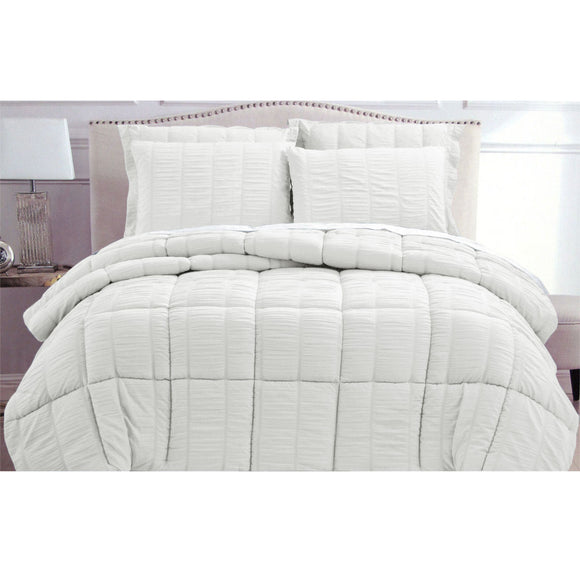 NNEDSZ Hotel Living Seersucker Comforter Set Queen White