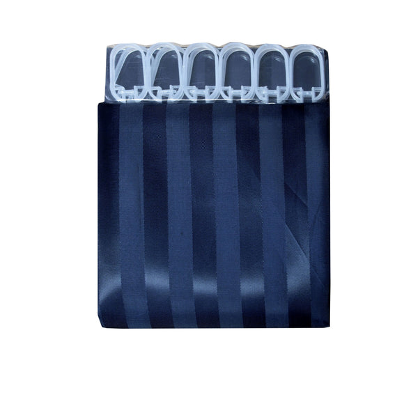 NNEDSZ Jacquard Stripe Shower Curtain Navy