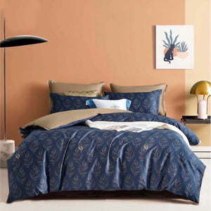 NNEDSZ 400TC Cotton Sateen Quilt Cover Set Foliole Queen