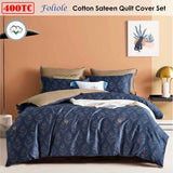 NNEDSZ 400TC Cotton Sateen Quilt Cover Set Foliole Queen