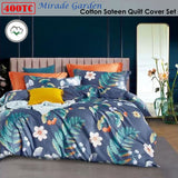 NNEDSZ 400TC Cotton Sateen Quilt Cover Set Mirade Garden Queen
