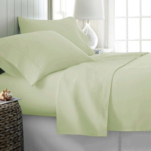 NNEDSZ 400TC Cotton Sateen Sheet Set Queen - Ivory (with a Hint of Green)