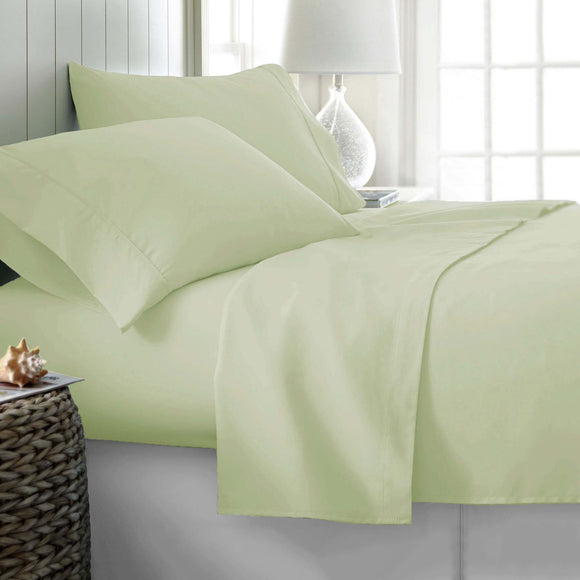 NNEDSZ 400TC Cotton Sateen Sheet Set Queen - Ivory (with a Hint of Green)