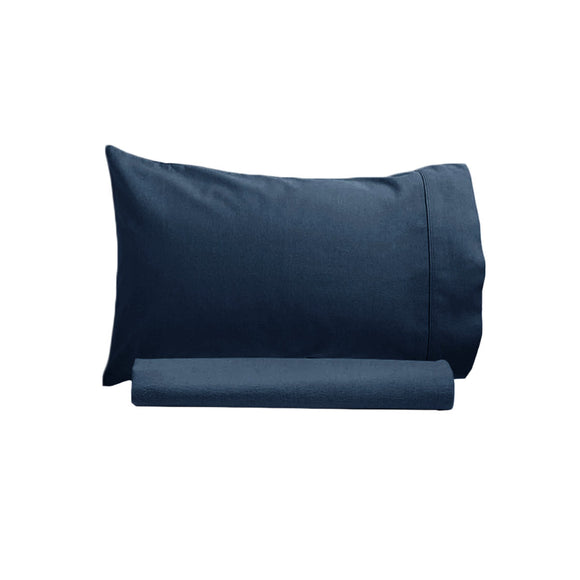 NNEDSZ 250TC 100% Cotton Sheet Set Single Navy