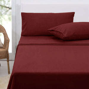 NNEDSZ Sheet Set King 36cm Wall with King Pillowcases Burgundy