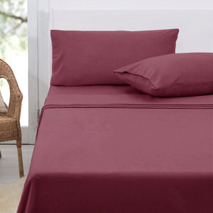 NNEDSZ Sheet Set King 36cm Wall with King Pillowcases Rosewood