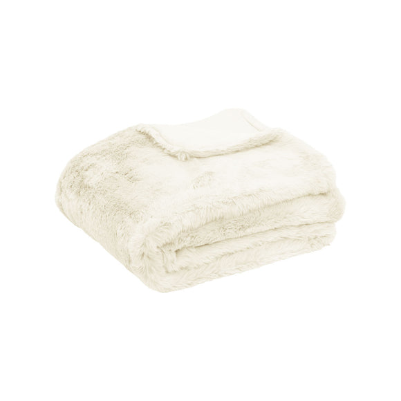 NNEDSZ Luxury Faux Sheep Wool Fur Throw Rug Ivory