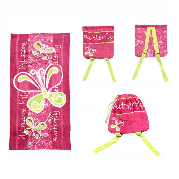 NNEDSZ Kids Beach Towel N Bag Butterfly