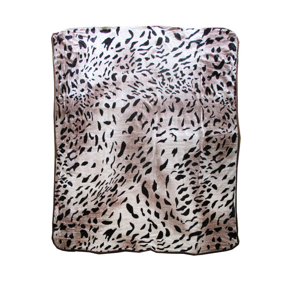 NNEDSZ 375gsm 1 Ply Animal Print Faux Mink Blanket Queen 200x240 cm Jaguar