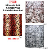 NNEDSZ 675gsm 2 Ply Animal Print Faux Mink Blanket Queen 200x240 cm Tiger