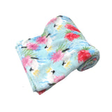 NNEDSZ 190GSM Fashion Printed Ultra Soft Coral Fleece Throw 127 x 152cm Cockatoo Sky Blue