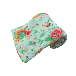 NNEDSZ 190GSM Fashion Printed Ultra Soft Coral Fleece Throw 127 x 152cm Tropical Floral Turquoise
