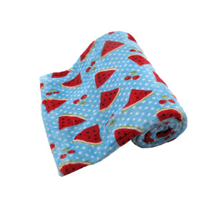 NNEDSZ 190GSM Girls Cute Ultra Soft Coral Fleece Throw 127 x 152cm Watermelon & Cherries