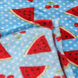 NNEDSZ 190GSM Girls Cute Ultra Soft Coral Fleece Throw 127 x 152cm Watermelon & Cherries