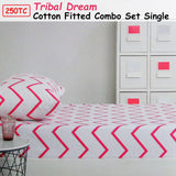 NNEDSZ 250TC Tribal Dream 100% Cotton Fitted Combo Set Single