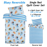 NNEDSZ Caprice Bluey Bingo Reversible Striped Licensed Quilt Cover Set Single