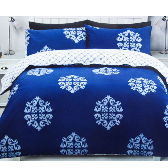 NNEDSZ 225TC Geo Damask Cotton Rich Easy Care Quilt Cover Set King