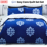 NNEDSZ 225TC Geo Damask Cotton Rich Easy Care Quilt Cover Set King