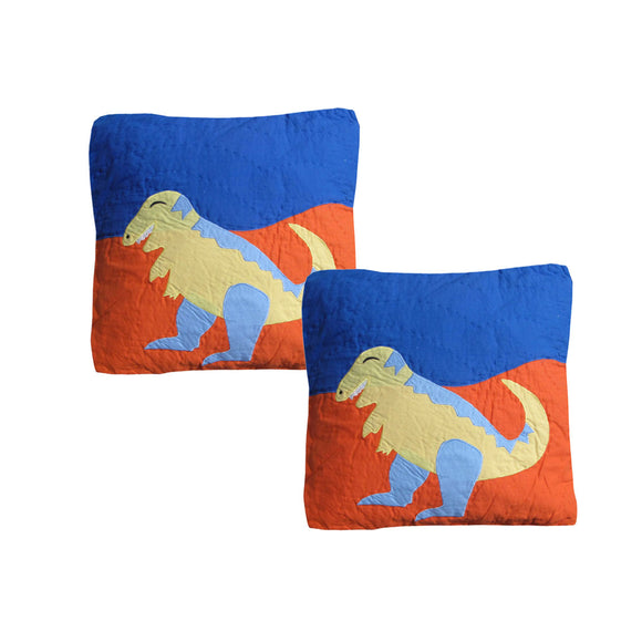 NNEDSZ Pack of 2 Dinosaur Embroidered Quilted Cushion Covers 43 x 43 cm