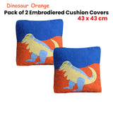 NNEDSZ Pack of 2 Dinosaur Embroidered Quilted Cushion Covers 43 x 43 cm