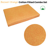 NNEDSZ Bazaar Orange Cotton Fitted Combo Set Double