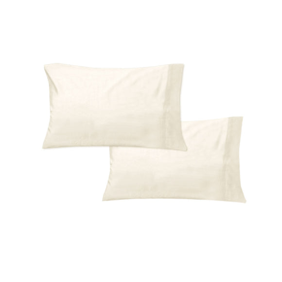NNEDSZ 400TC Pair of Solid Color No Flap Standard Pillowcases Cream