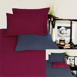 NNEDSZ Hotel Living Reversible 100% Cotton JERSEY Quilt Cover Set Burgundy / Charcoal - QUEEN