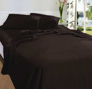 NNEDSZ Fieldcrest 875TC Egyptian Cotton Sateen Sheet Set Chocolate Queen