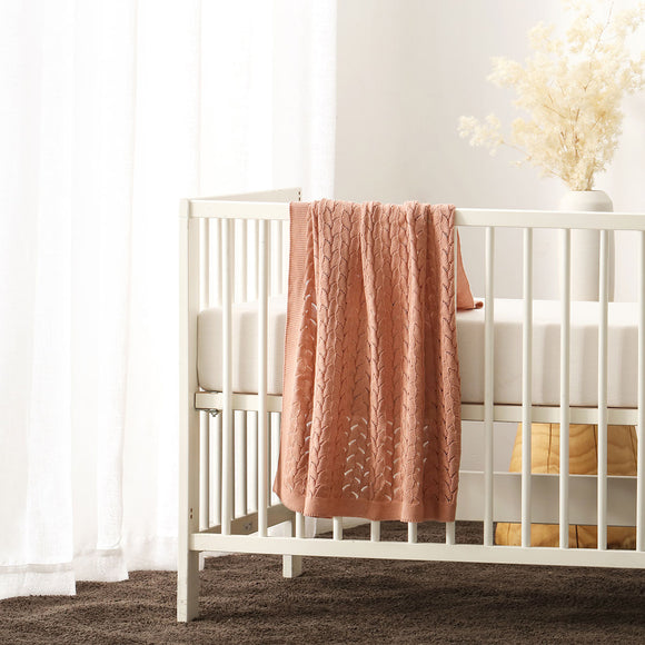NNEDSZ Little Gem Lyla Dusty Pink Cotton Baby Blanket 75 x 100 cm