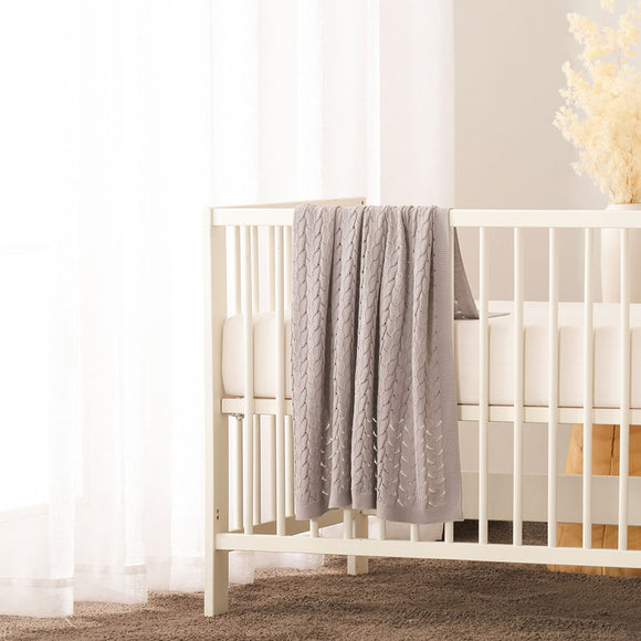 NNEDSZ Little Gem Lyla Grey Cotton Baby Blanket 75 x 100 cm