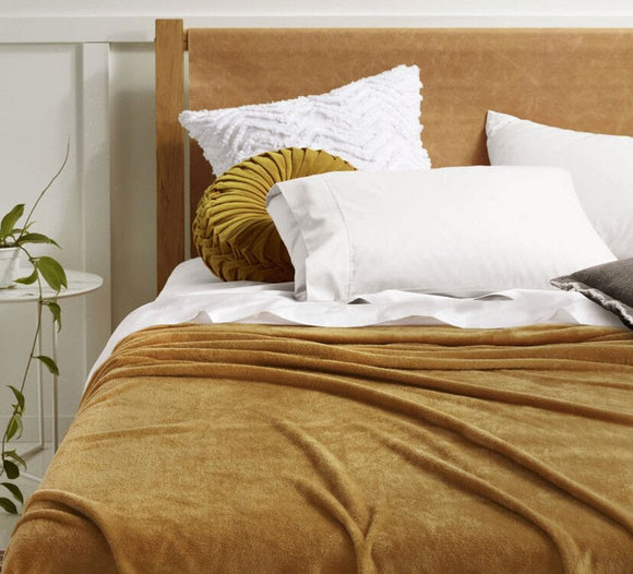 NNEDSZ Accessorize Super Soft Blanket Queen/King Gold Harmony
