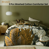 NNEDSZ Accessorize Bronte Washed Cotton Printed 3 Piece Comforter Set Queen