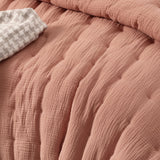 NNEDSZ Vintage Design Homewares 3 Piece Hugo Cotton Gauze Quilted Comforter Set Clay Queen