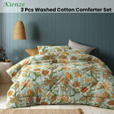 NNEDSZ Accessorize Kienze Washed Cotton Printed 3 Piece Comforter Set Queen