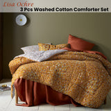 NNEDSZ Accessorize Lisa Ochre Washed Cotton Printed 3 Piece Comforter Set King