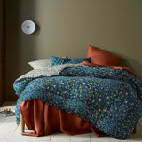NNEDSZ Accessorize Lisa Teal Washed Cotton Printed 3 Piece Comforter Set Queen