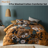 NNEDSZ Accessorize Markle Washed Cotton Printed 3 Piece Comforter Set Queen