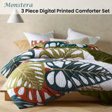 NNEDSZ Accessorize 3 Piece Monstera Digital Printed Comforter Set Queen