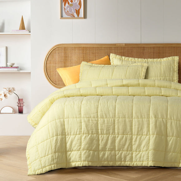 NNEDSZ Vintage Design Homewares Butter French Linen Coverlet Set Queen