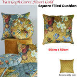 NNEDSZ Bedding House Van Gogh Carre Fleuri Gold Square Filled Cushion 50cm x 50cm