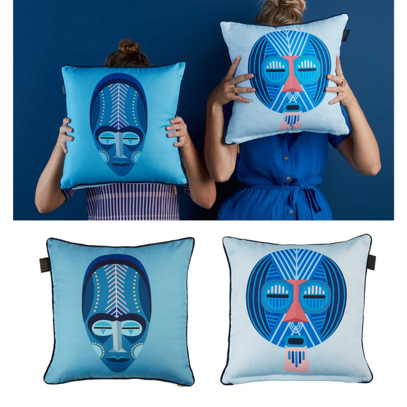 NNEDSZ Bedding House Mascarade Blue Filled Square Cushion