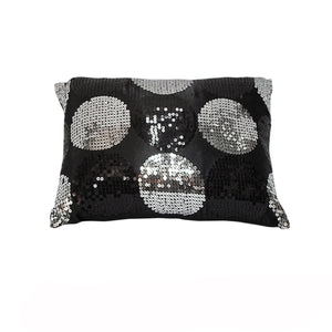 NNEDSZ Sequined Black Silver Breakfast Filled Cushion